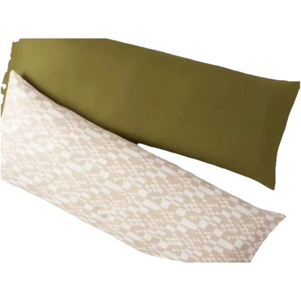 2‎ Pack Room Essentials Body Pillow Covers Olive Green & Tan 20